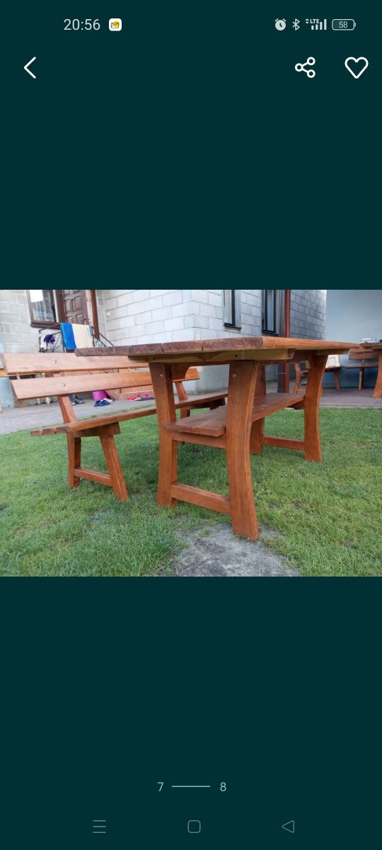 Zestaw ogrodowy stół i dwie ławki, meble Ogrodowe Stoły Ławki