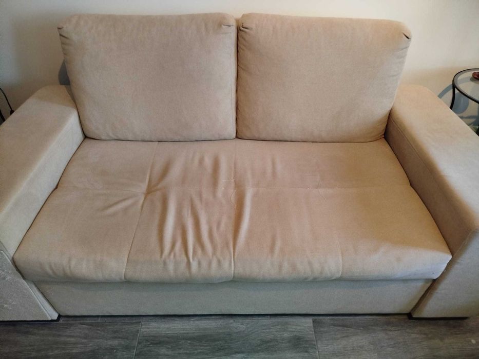 Sofá cama de 2 lugares em tecido - cor bege
