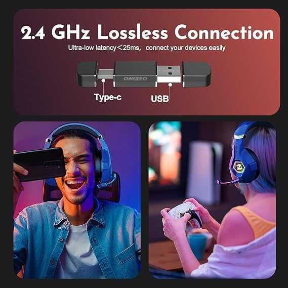 Bezprzewodowe słuchawki do gier Ozeino ZW1S