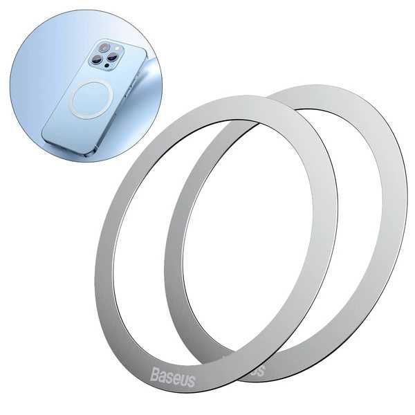 Baseus Halo Series magnetyczny pierścień (2 szt./opakowanie) srebrny