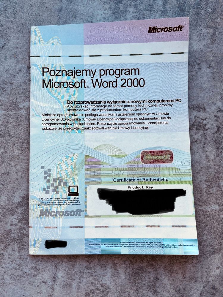 Microsoft WORD 2000 licencja z kluczem
