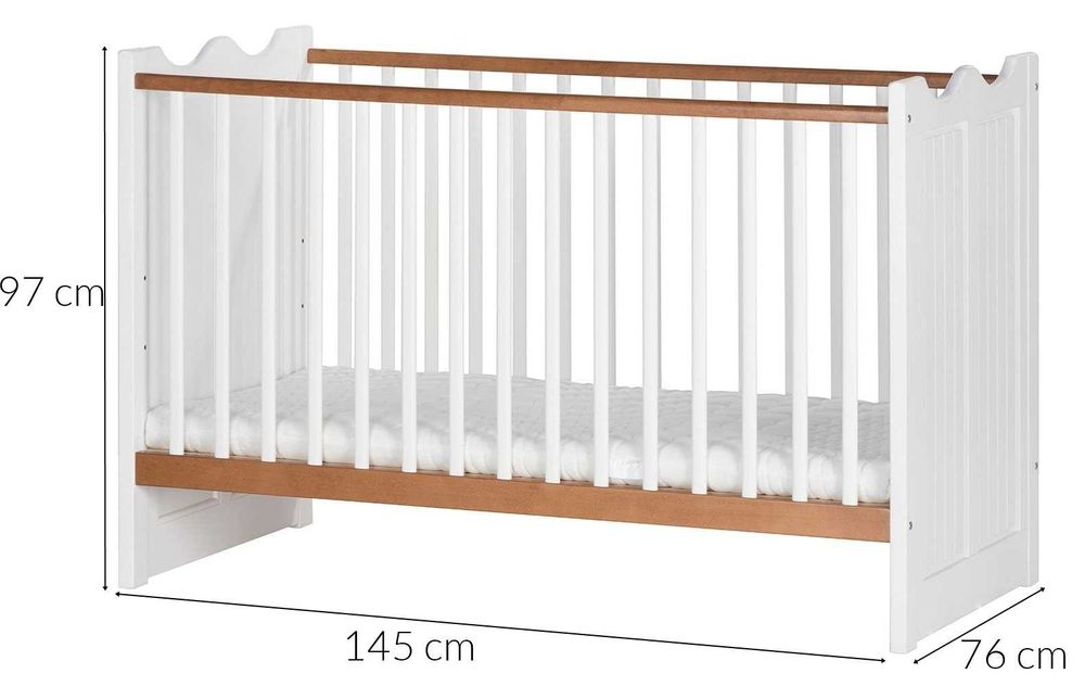 regulowane drewniane łóżeczko 140x70 Szynaka Meble + stelaż + materac