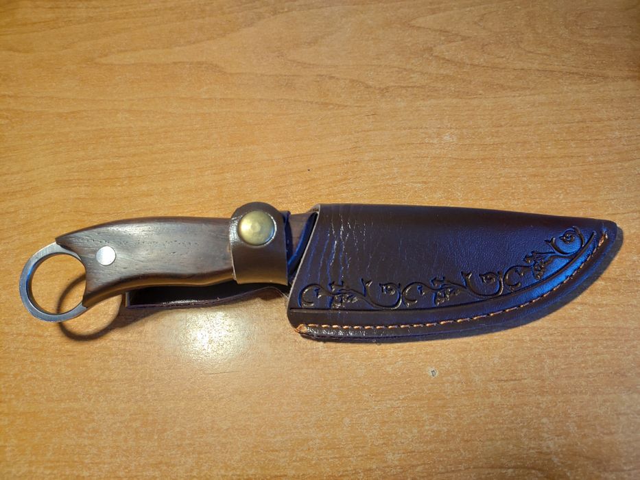 Solidny kuty nóż myśliwski grubość 4mm mocna stal 5Cr15MoV