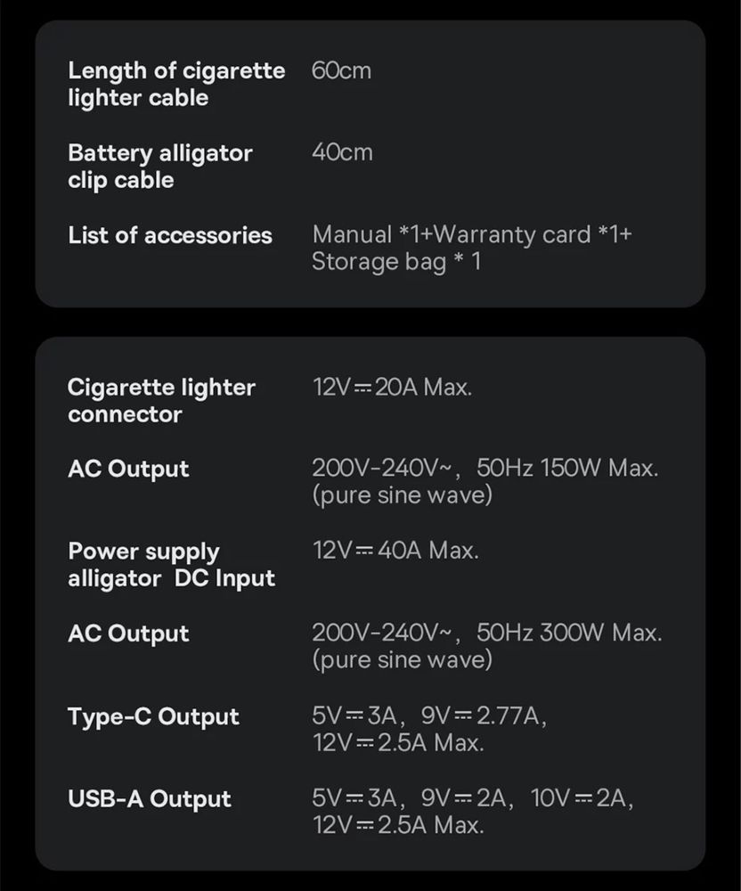 Інвертор з чистим синусом baseus 300w та 150w