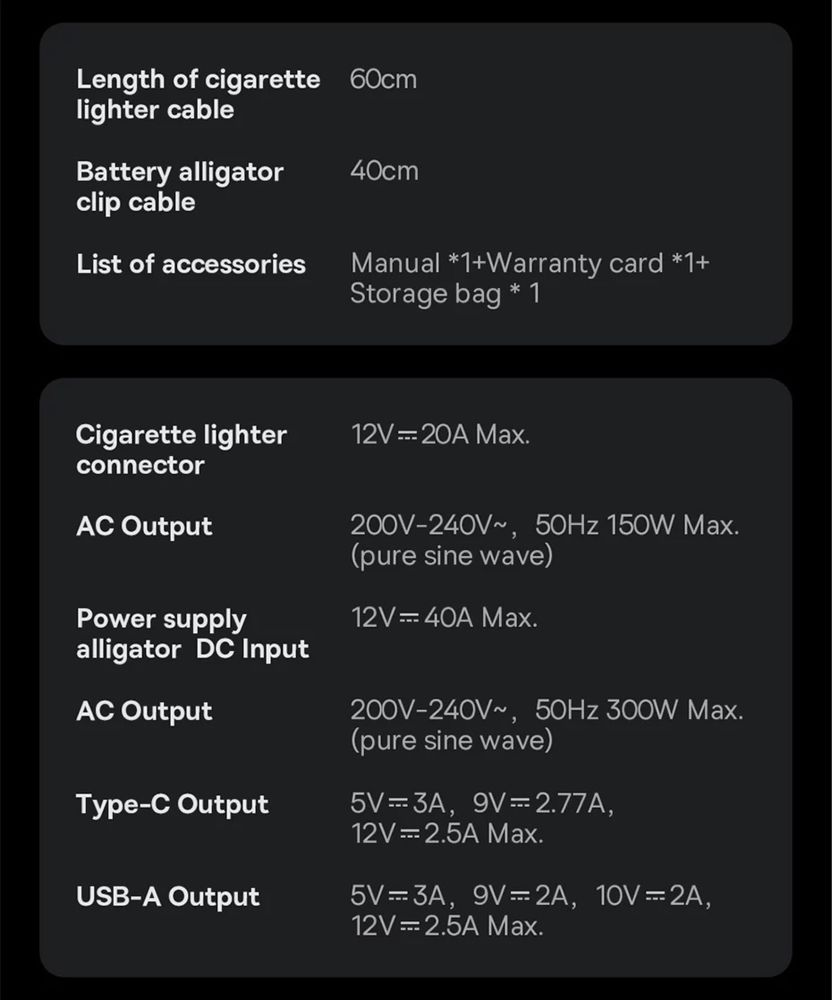 Інвертор з чистим синусом baseus 300w та 500w