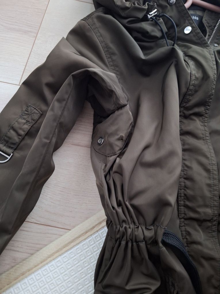 Parka khaki z kapturem wiosenna Bershka r. Xs