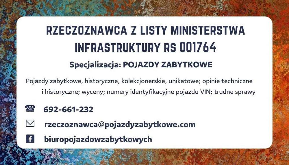 Żółte tablice - Rzeczoznawca pojazd zabytkowy SCT historyczny