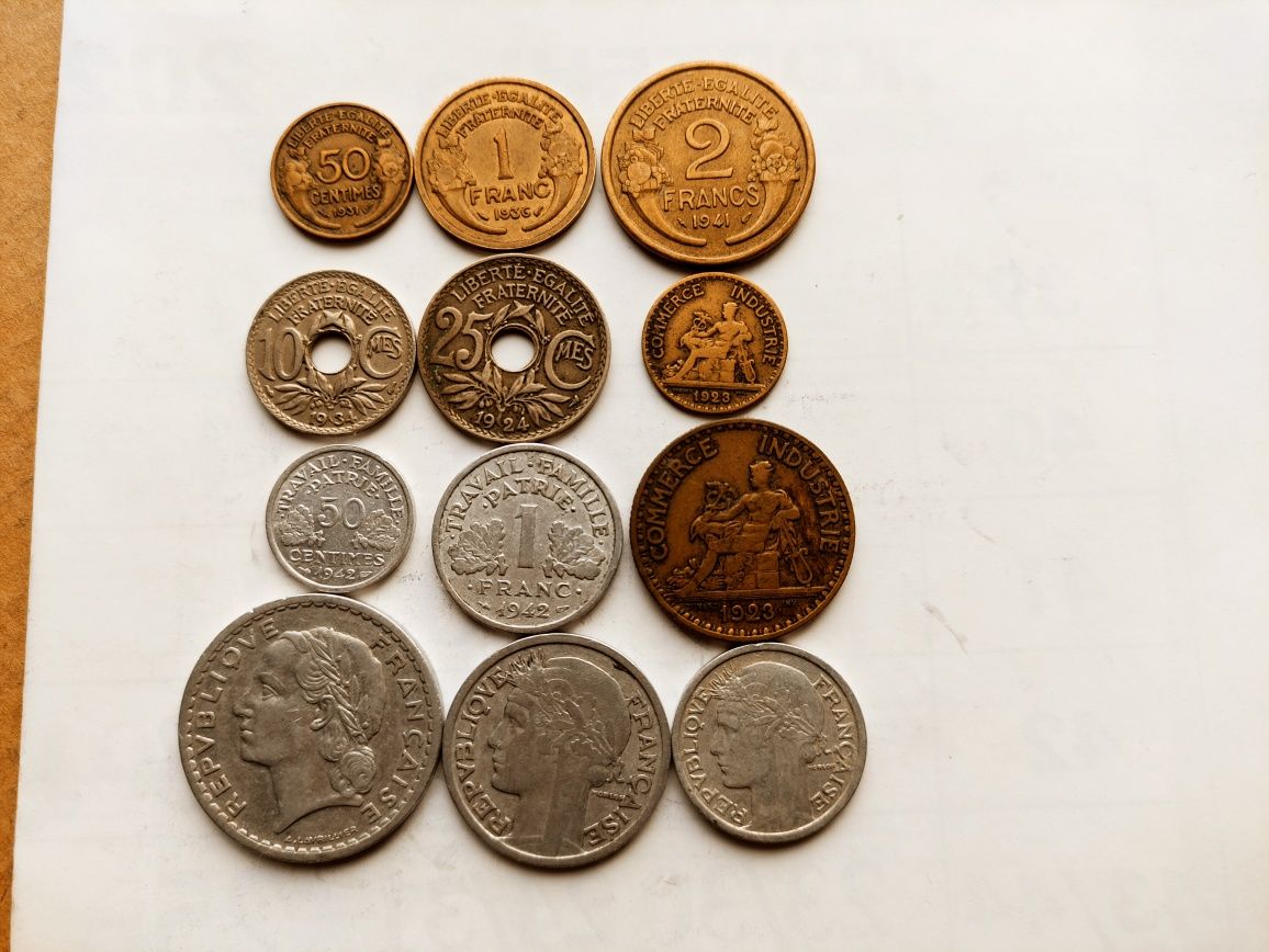 Франция,Старинные монеты12 шт.,Оригинал
