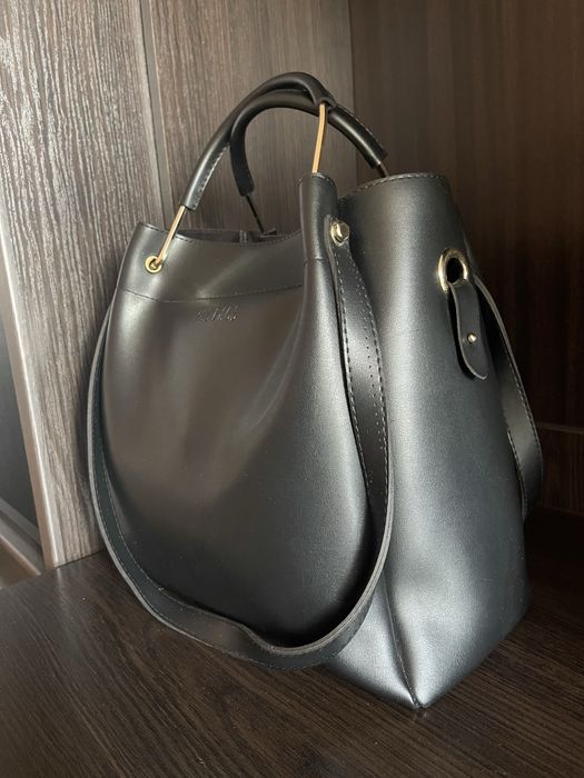 Сумка чорна, базова, черная сумка, вмістка, велика