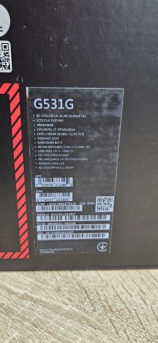 Asus ROG Strix Scar III G531GW i7-9750H, RTX 2070 8GB, 1TB, 16GB Ram