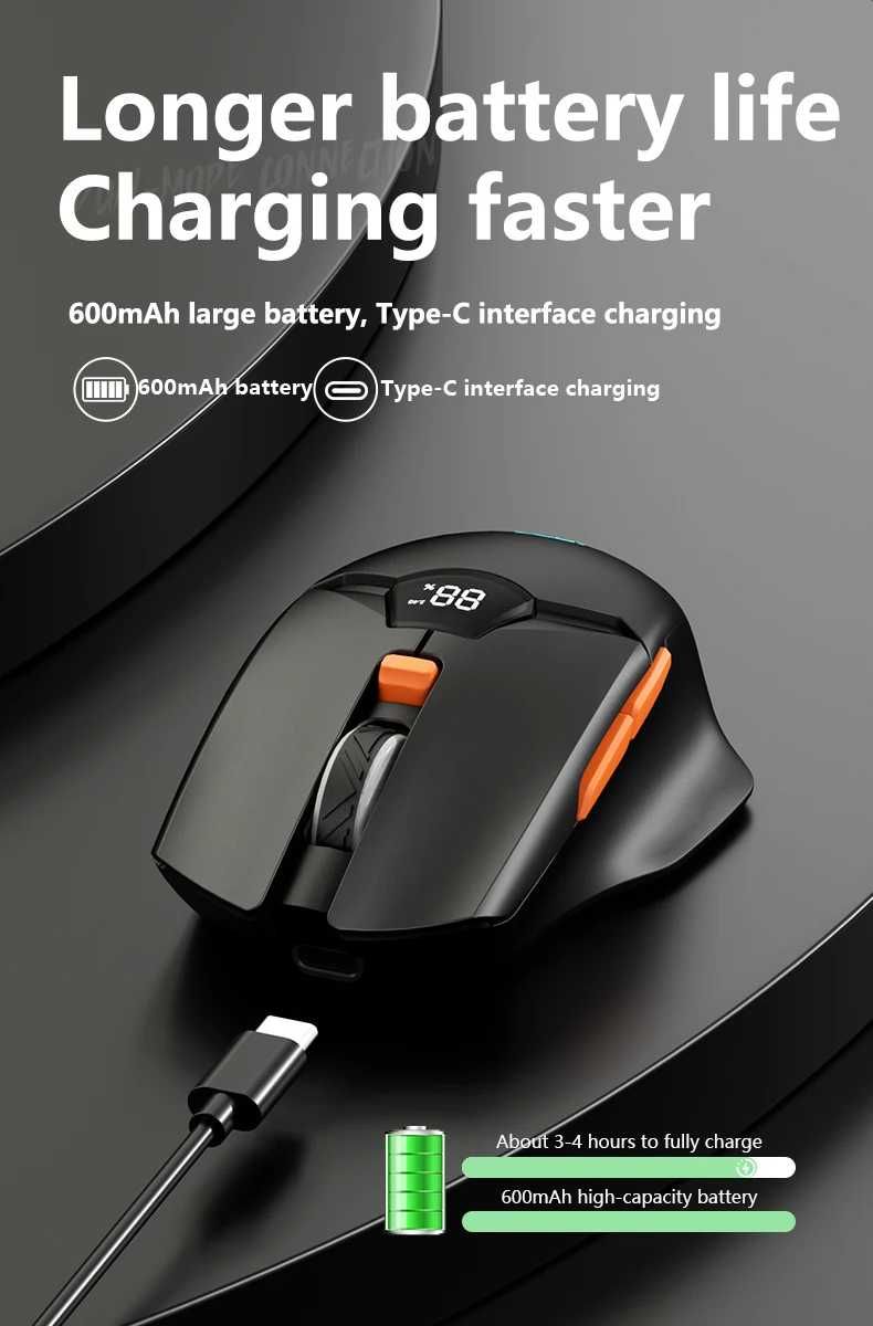 Бездротова RGB ігрова миша⤵️ Акумулятор 600mAh /Bluetooth/DPI: до 6400