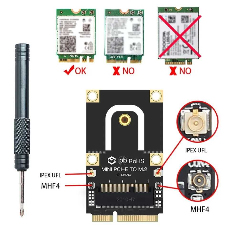 Адаптер M.2 NGFF на Mini PCI-E на M.2 Wifi Bluetooth для ноутбука