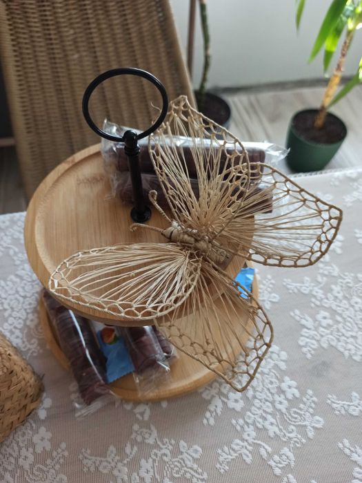 Motyl motylki Boho nitka pleciony zestaw rustykalny ozdoba