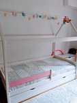 Cama (Dupla) de Criança - Forma de Casa - Dossel e Gaveta - 190x90