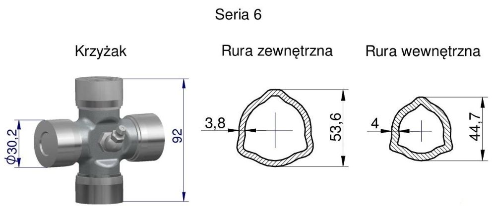 Wałek przekaźnika mocy WOM 80 cm 800 Nm trójkąt gruby