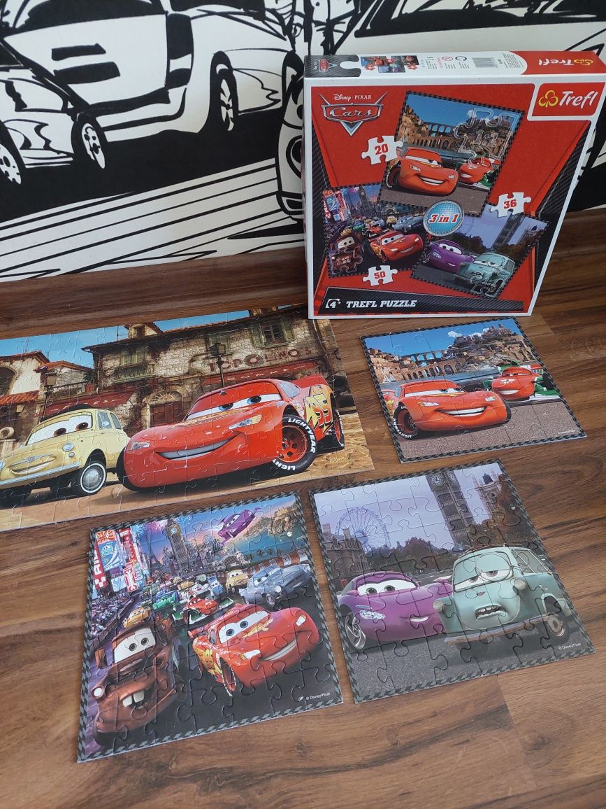 Puzzle Trefl 3w1 Auta Disney 4 obrazki