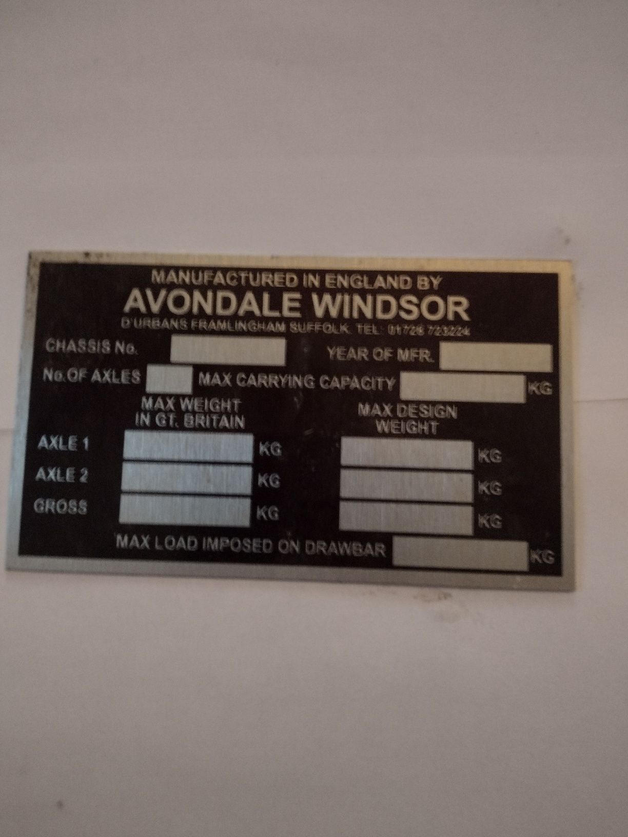 avondale windsor krone vogel noot tabliczka znamionowa zastepcza