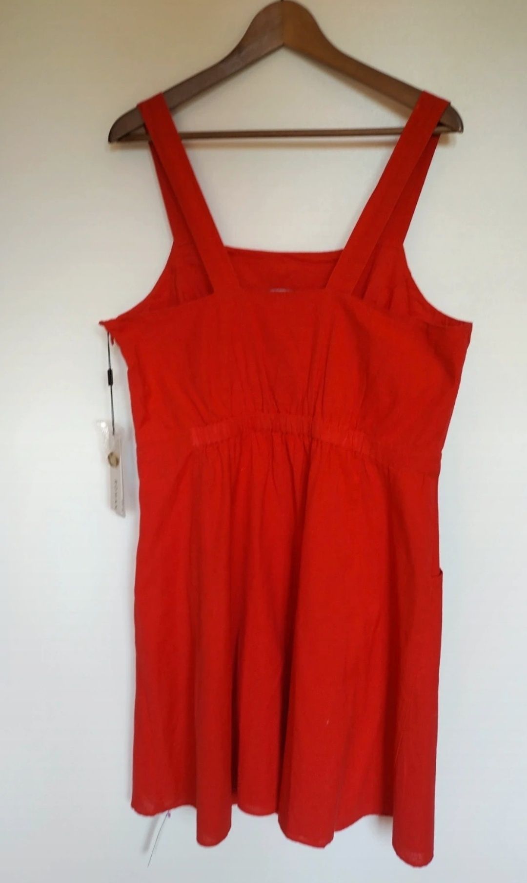 Czerwona bawełniana sukienka z kieszeniami Roman