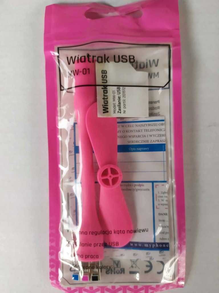 Wiatrak USB Elastyczny MW-01 różowy, mały