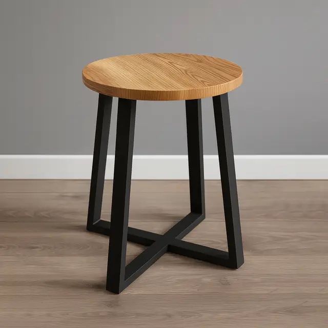 Стіл круглий  з масиву дерева та металу