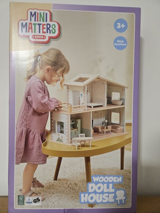 Nowy drewniany Domek dla lalek dla dzieci do zabawy