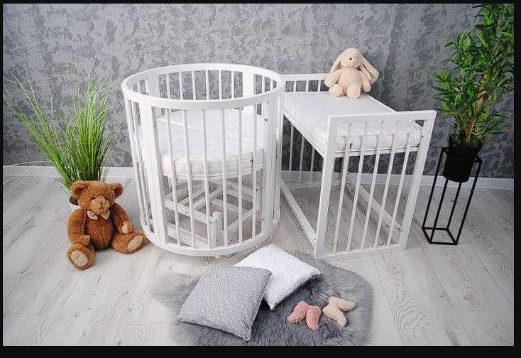 Б/В ліжко трансформер 7 в 1 з маятником кругле-овальне Каприз бук біле