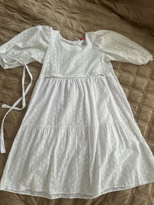 Платье для кормления. Белое. Для беременных и мам. LaMama