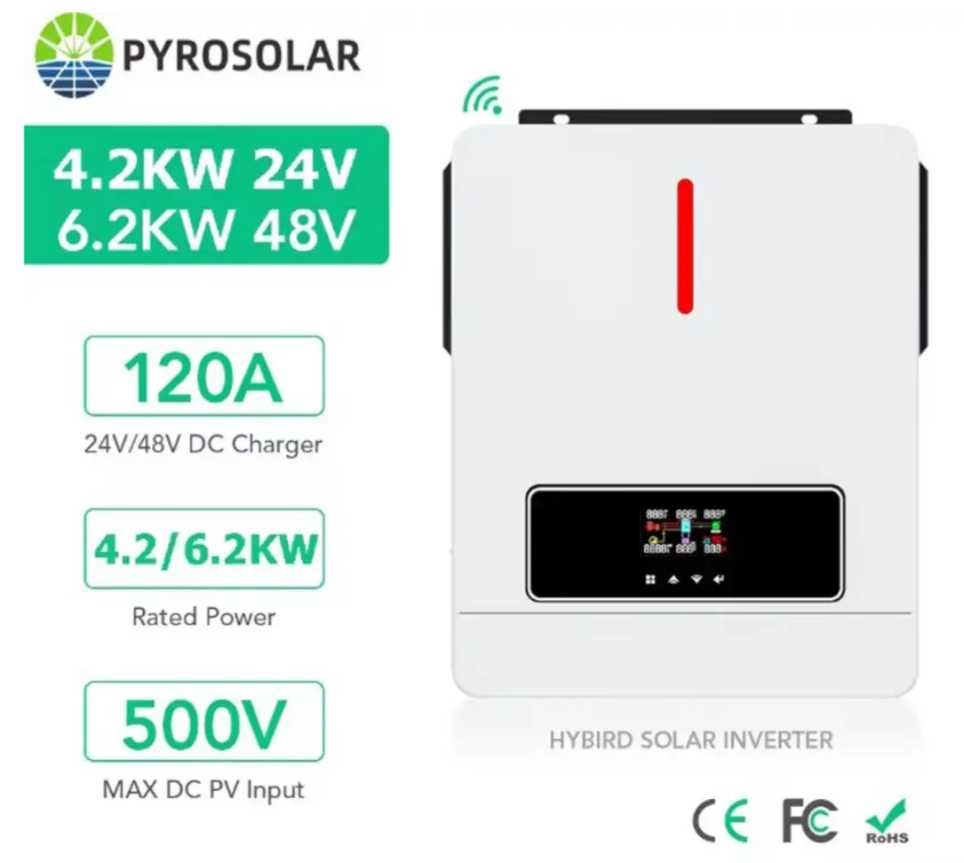 В наявності Pyrosolar 4.2KW Гибридный солнечный инвертор 24V .120A