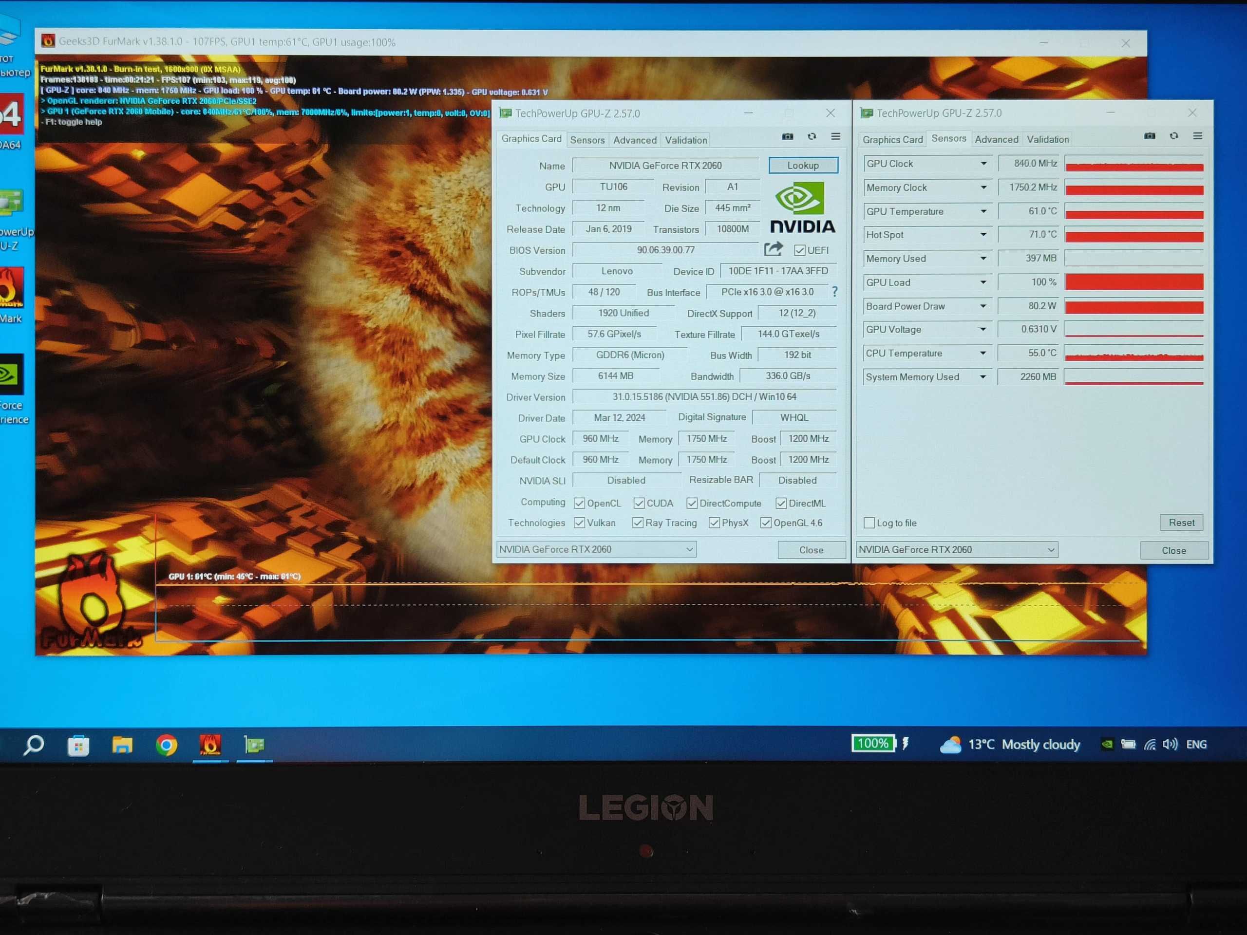 Игровой ноутбук Lenovo Legion RTX 2060 IPS