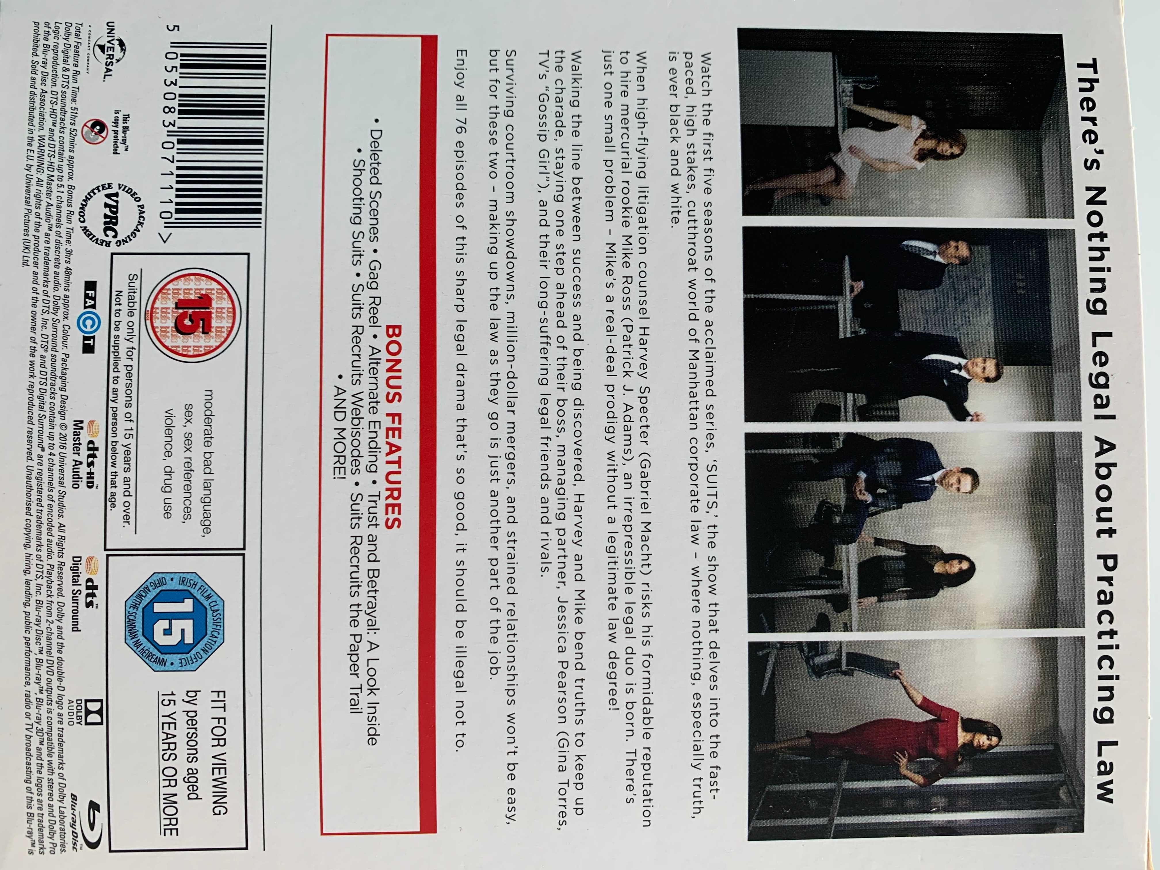 Serial SUITS (W garniturach), 19 x Blu-ray, Sezony 1-5