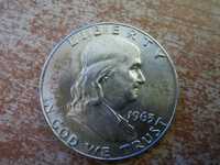 moneta srebrna kolekcjonerska  1/2 dolara Franklin 1963r.
