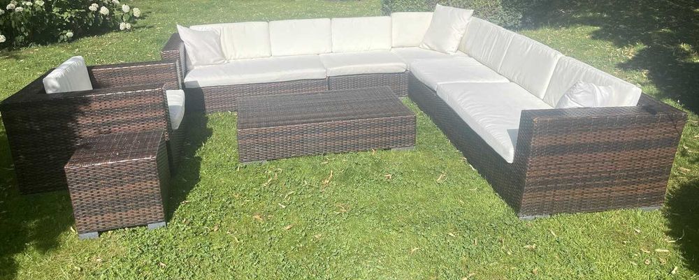 narożnik ogrodowy stół ława fotel meble na ogród ogrodowe XL poduszki