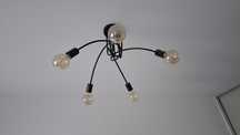Lampa sufitowa nowoczesna, 5-ramienna loft retro czarna