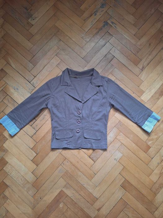 Marynarka damska S – bawełna, brąz, Made in Italy, idealna na lato