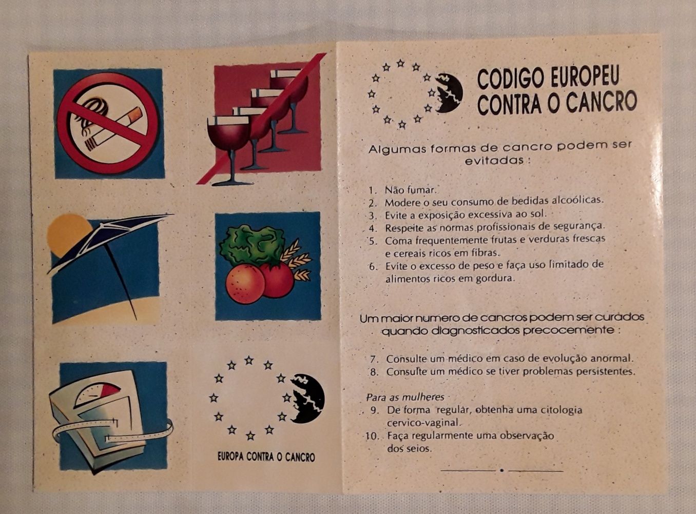 Postal duplo Europa e Código Europeu Contra o Cancro