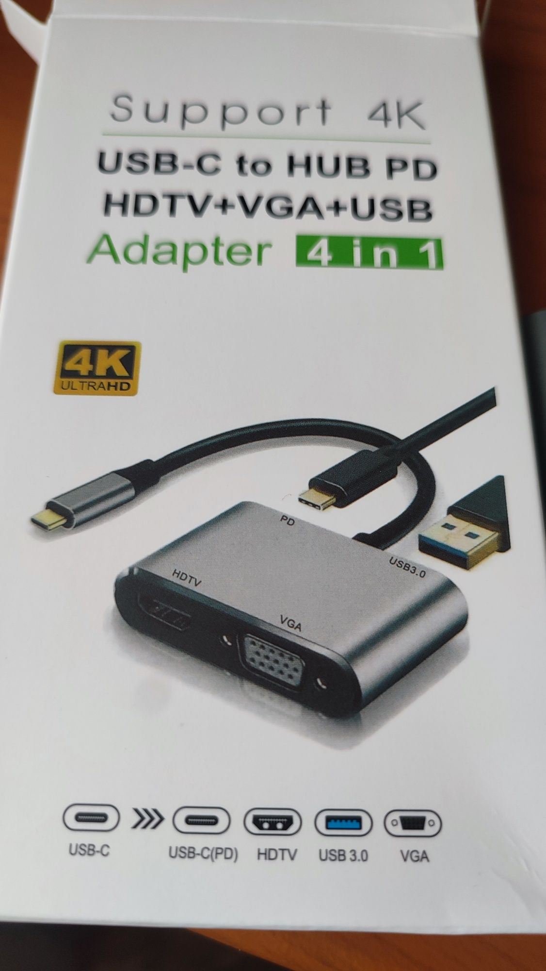 Адаптер хаб перехідник 4 в 1 vga type c hdtv usb