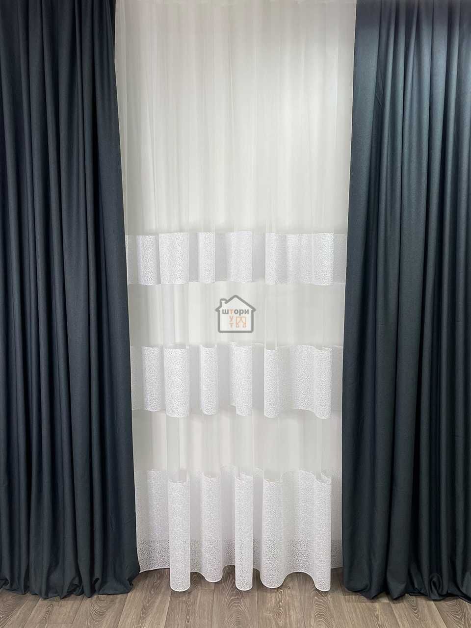 Льон велюр штори, двостороння тканина для штор Пошив Замовлення