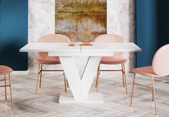 Stół rozkładany 120-160 cm matowy stół do salonu biały mat