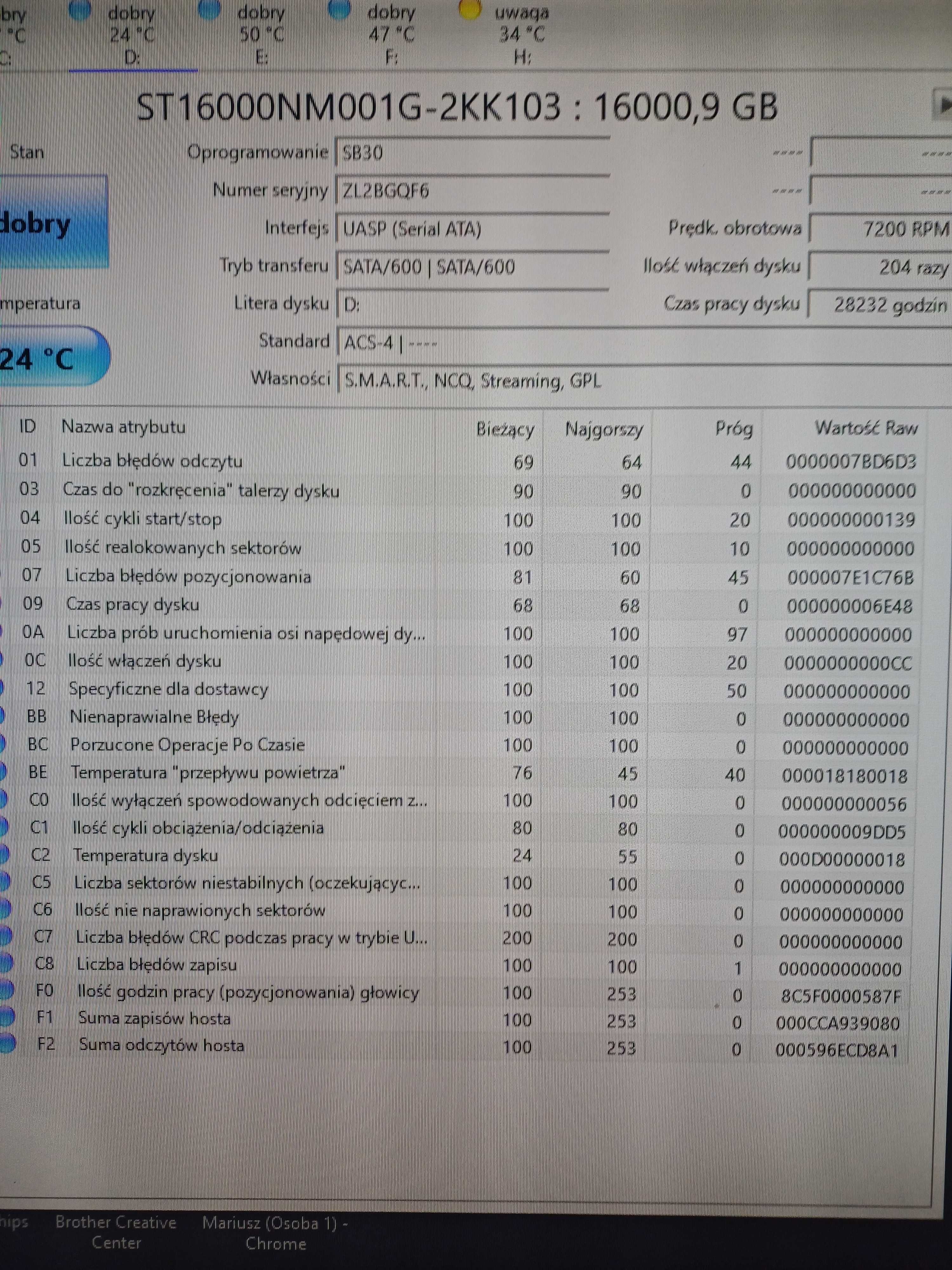 Dysk 16 TB Seagate EXOS 3,5 cala
