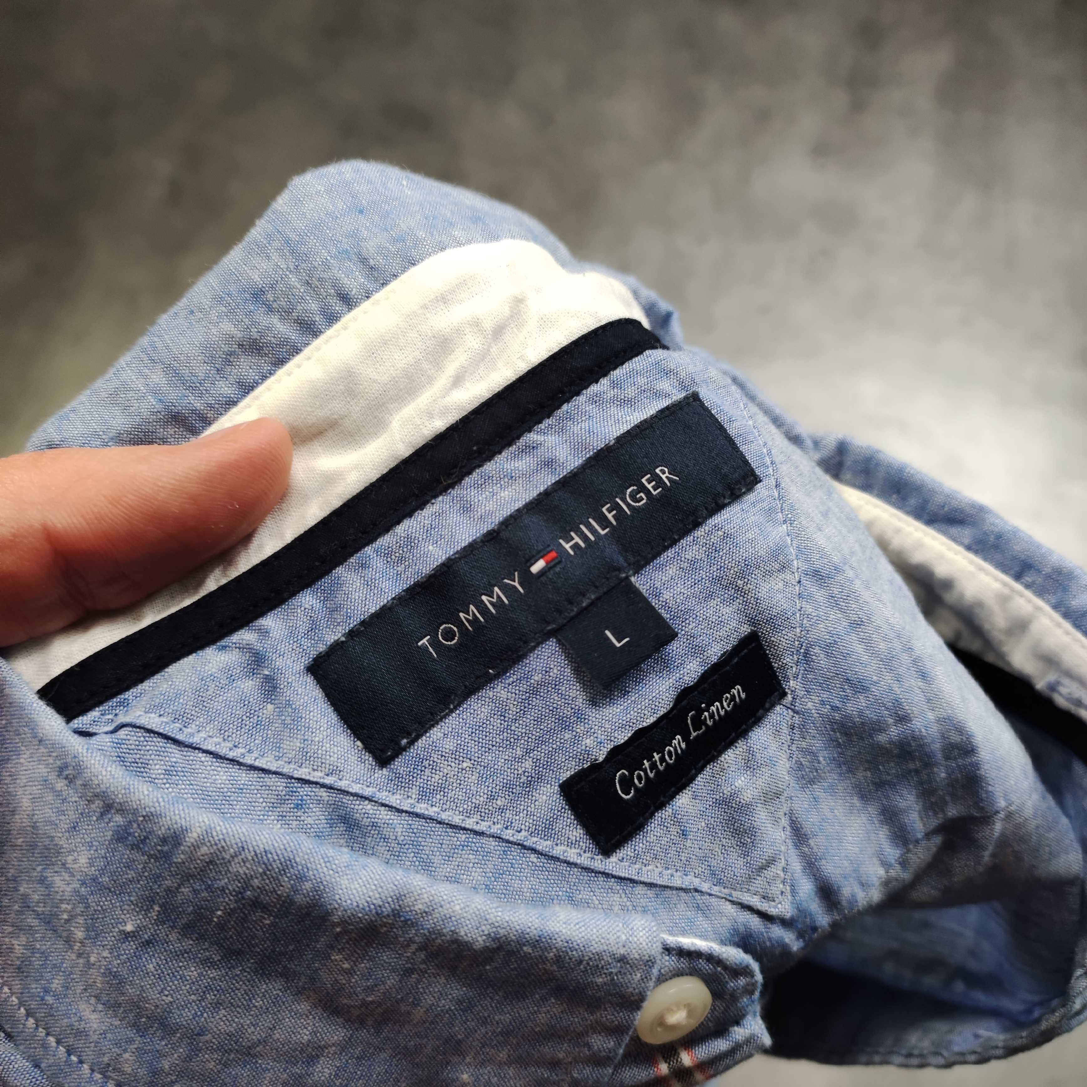 MĘSKA Koszula Elegancka Tommy Hilfiger Małe Logo PREMIUM Krótki Rękaw