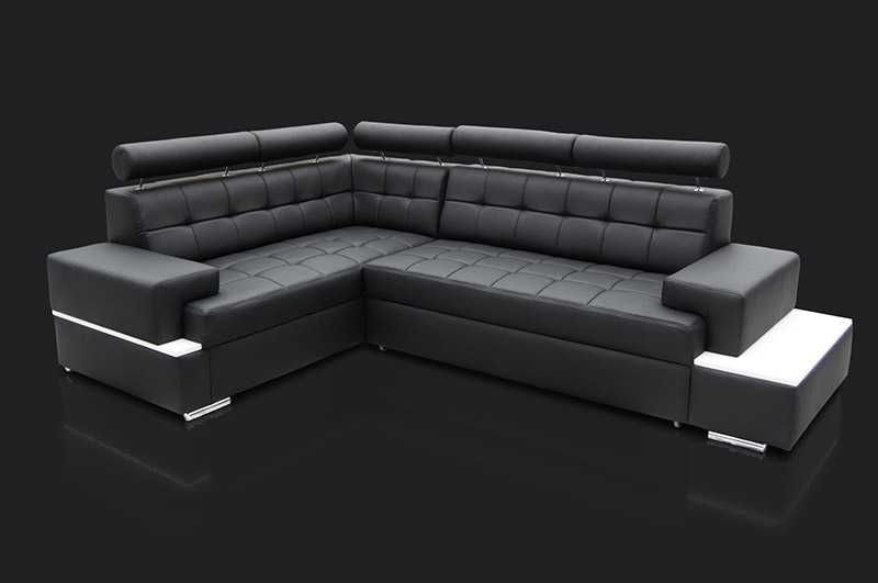 Narożnik LIZBONA - spanie, pojemnik - Skóra Naturalna