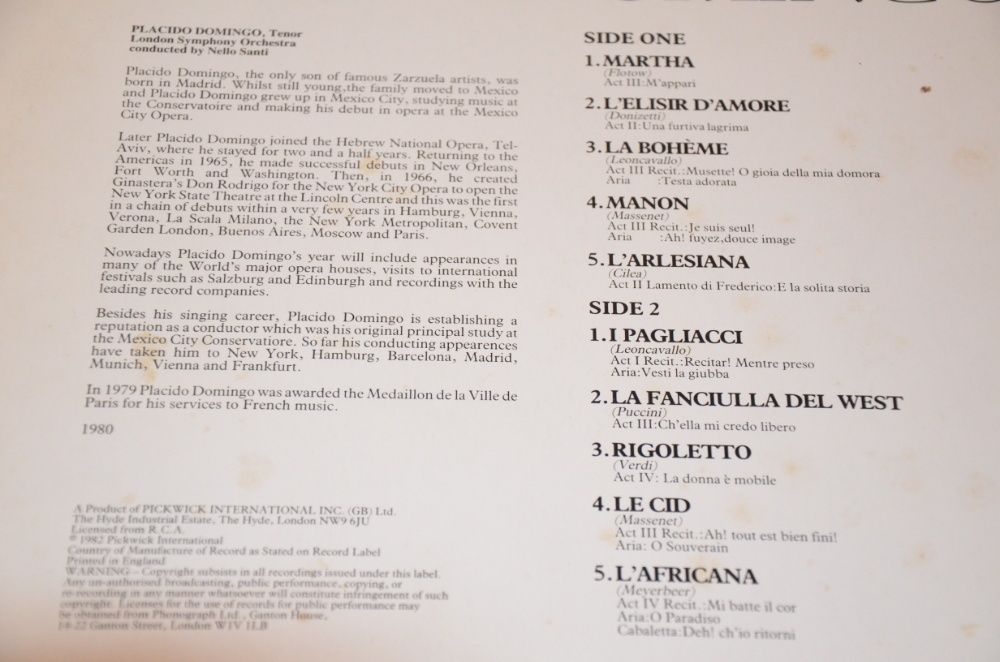 płyta winylowa,płyty winylowe Placido Domingo