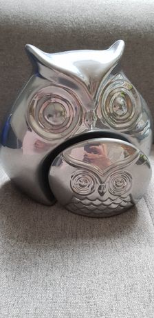 Figurka sowa srebrna
