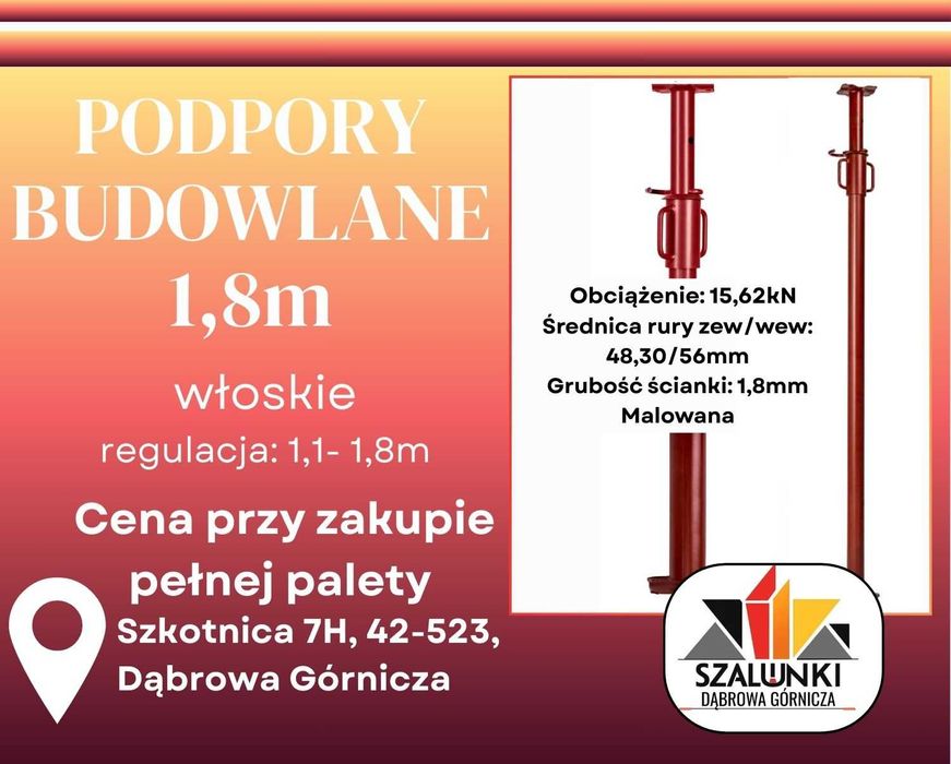 Podpora budowlana stemple sztyce 1,8m