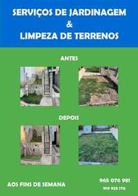 Serviços de jardinagem e de limpeza de terrenos