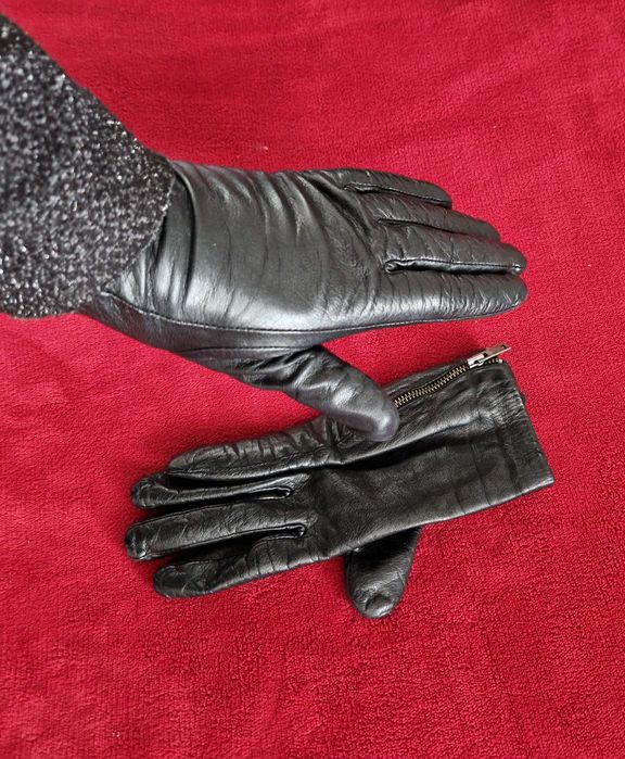 skórzane rękawiczki xs s  COS skóra naturalna zip zamki  bdb