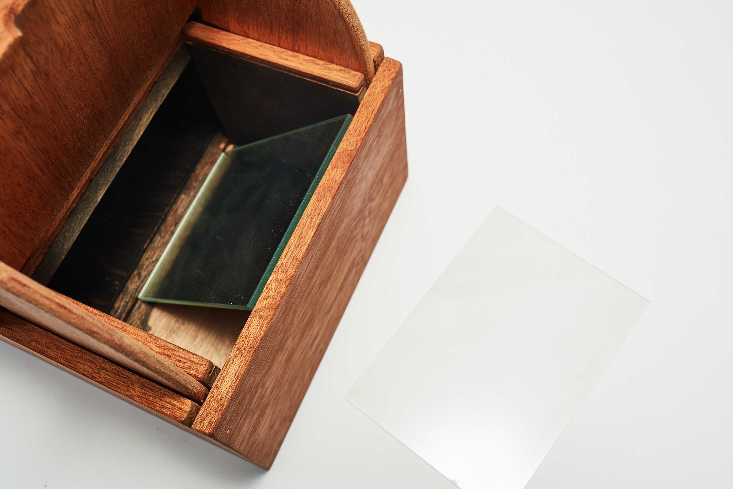 camera obscura wielki format lustro i matówka lakierowane drewno