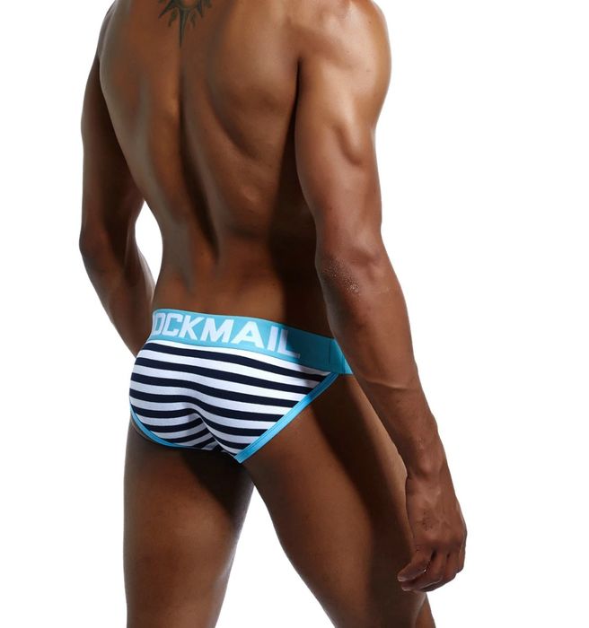 Męskie Seksowne Slipy Tanga w Paski JOCKMAIL Bawełna - XXL