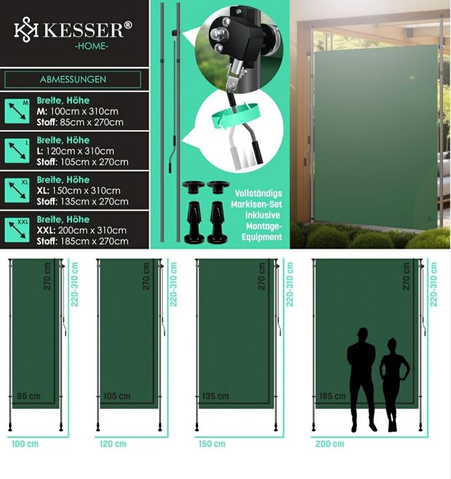 Markiza boczna zaciskowa, markiza pionowa Kesser K-VM-150