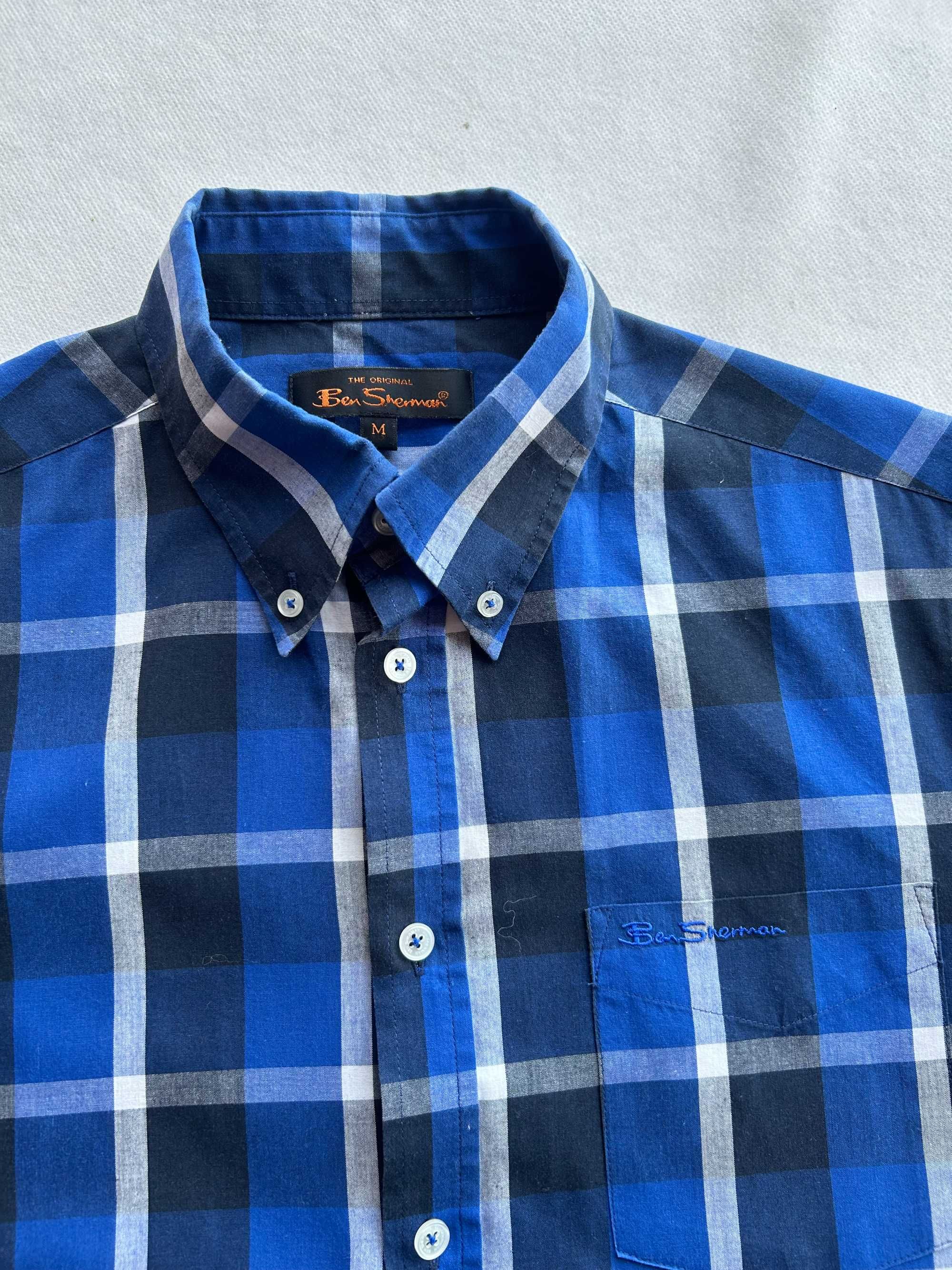 Granatowa koszula w kratę z krótkim rękawem Ben Sherman rozmiar M